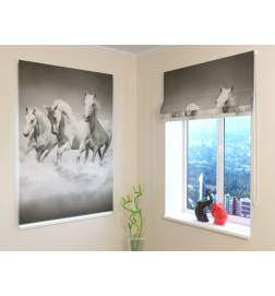 Roman Blind - With White Horses - fireproof