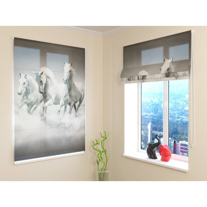 68,00 € Roman blind - with white horses - FURNISH HOME