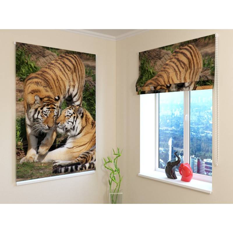 92,99 € Roman blind - with 2 tigers in love - FIREPROOF
