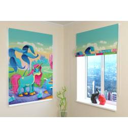Roman blind for children - with 1 unicorn - BLACKOUT