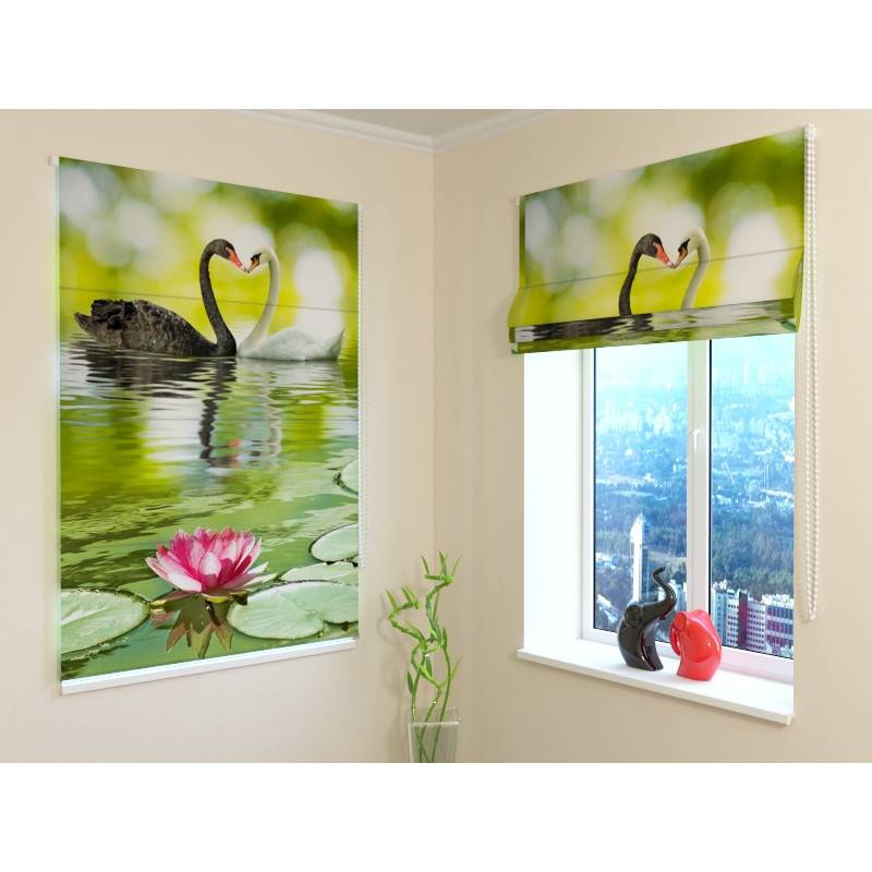 92,99 € Roman blind - with 2 swans in love - FIREPROOF