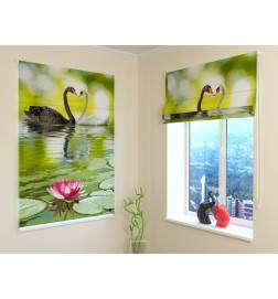 Roman blind - with 2 swans in love - BLACKOUT