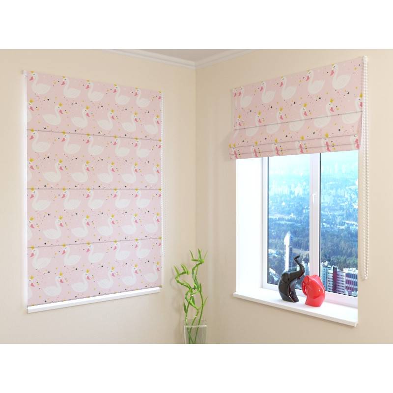 92,99 € Roman blind - with many small swans - FIREPROOF