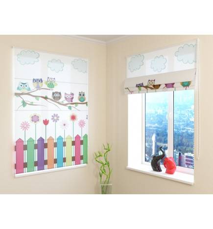 Roman blind - with owls on a tree - FURNISH HOME