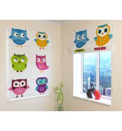 Roman blind - with colored owls - FIREPROOF