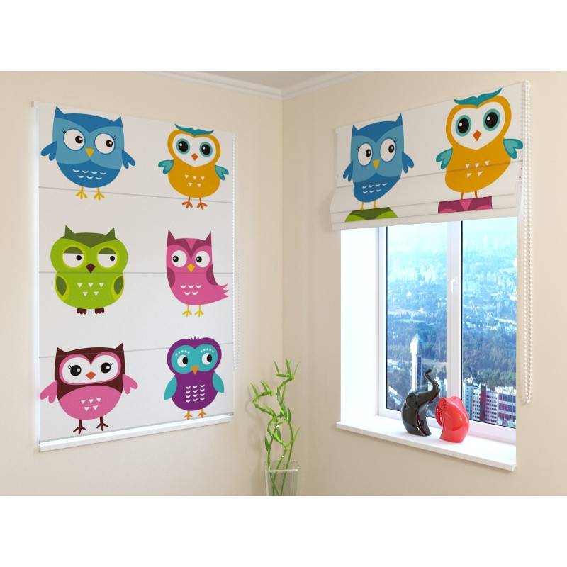 92,99 € Roman blind - with colored owls - FIREPROOF