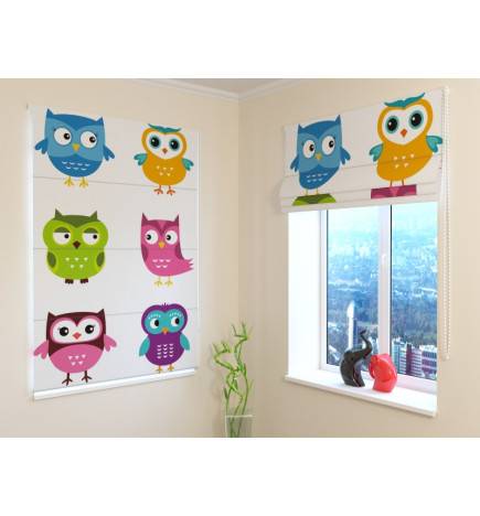 Roman blind - with colored owls - OSCURANTE