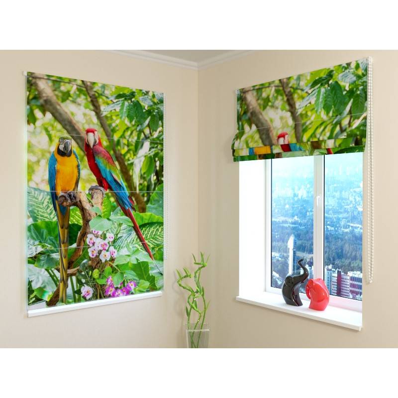 92,99 € Roman blind - with parrots in the woods - FIREPROOF
