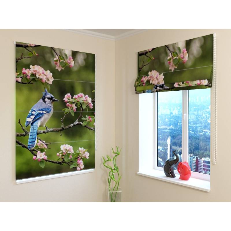 92,99 € Roman blind - with a blue jay - FIREPROOF