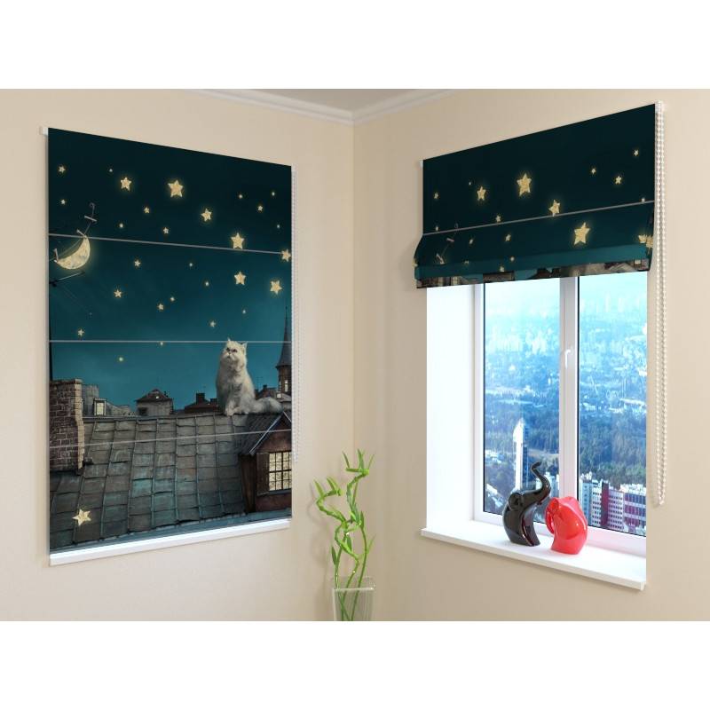 92,99 € Roman blind - with a cat on the FIREPROOF roof