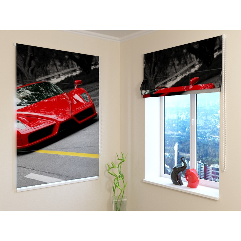 68,50 € Raffrollo – mit rotem Ferrari – VERDUNKELUNG