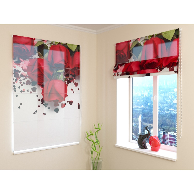 68,00 € Roman blind - with hearts and roses - FURNISH HOME