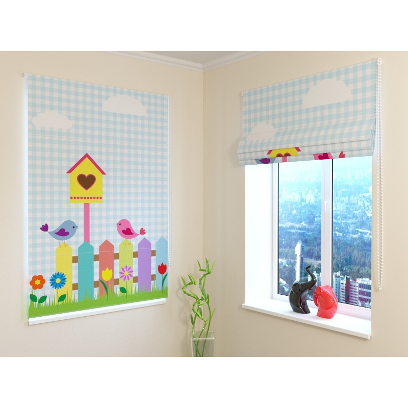 68,50 € Persiana romana - con 2 pajaritos enamorados - BLACKOUT
