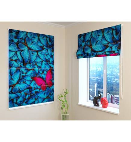 Roman blind - with many butterflies - FIREPROOF