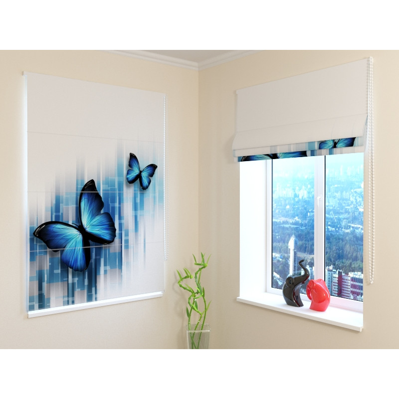 68,50 € Vouwgordijn - met blauwe vlinders - OSCURANTE