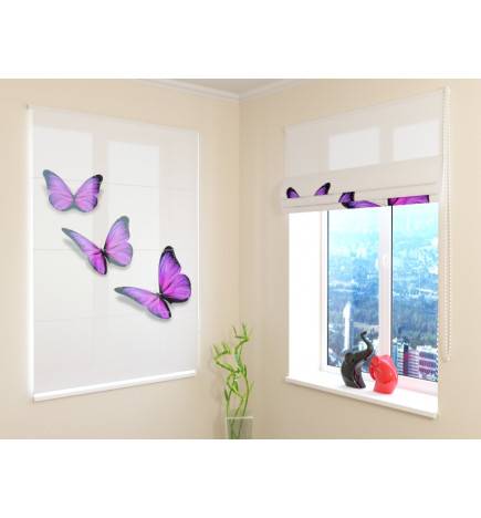 Rimska zavesa - z vijoličnimi metulji - ARREDALACASA