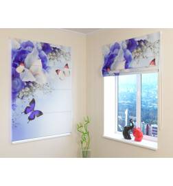 Vouwgordijn - vlinders en irisbloemen - VUURPROOF