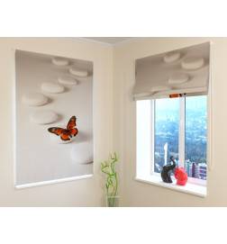 Roman blind - with a butterfly and stones - FIREPROOF