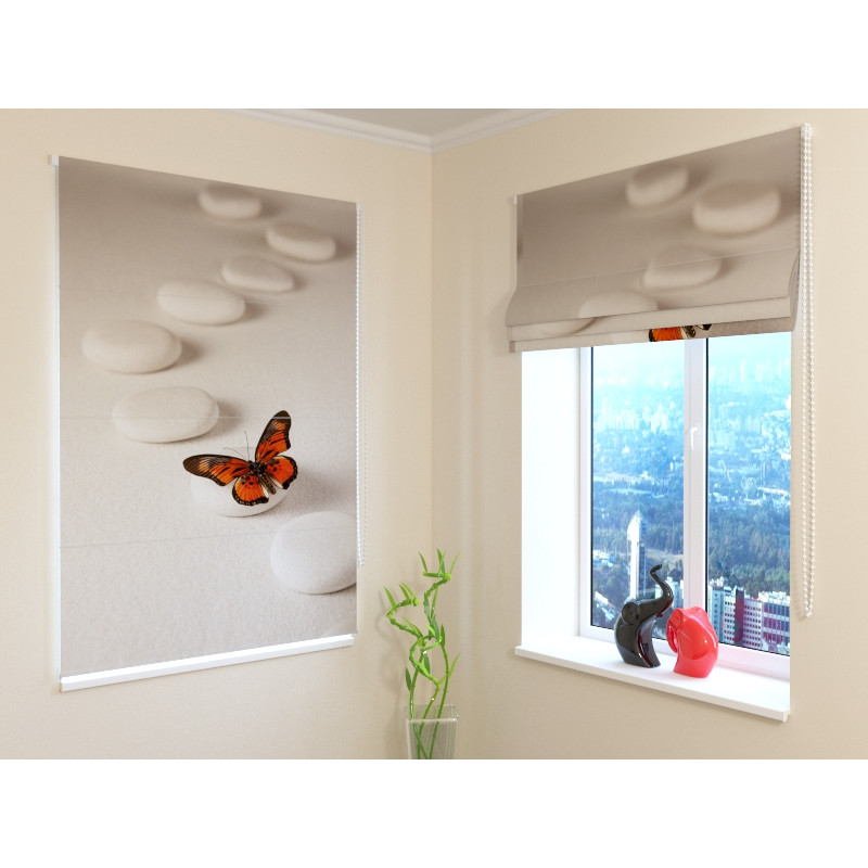 68,50 € Roman blind - with a butterfly and stones - DARKENING