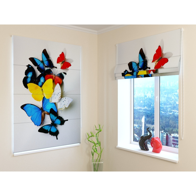 92,99 € Roman blind - with colored butterflies - FIREPROOF