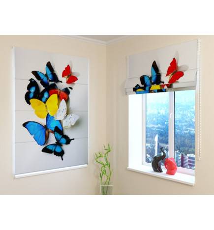 Roman blind - with colored butterflies - FIREPROOF
