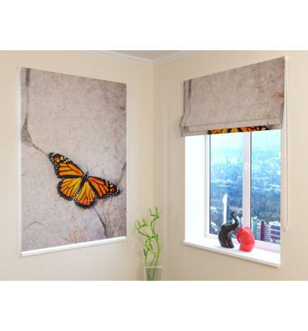 Roman blind - with a butterfly on the stones - FIREPROOF