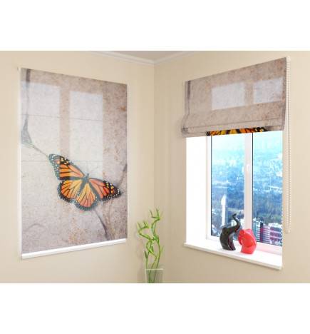 Roman blind - with a butterfly on the stones