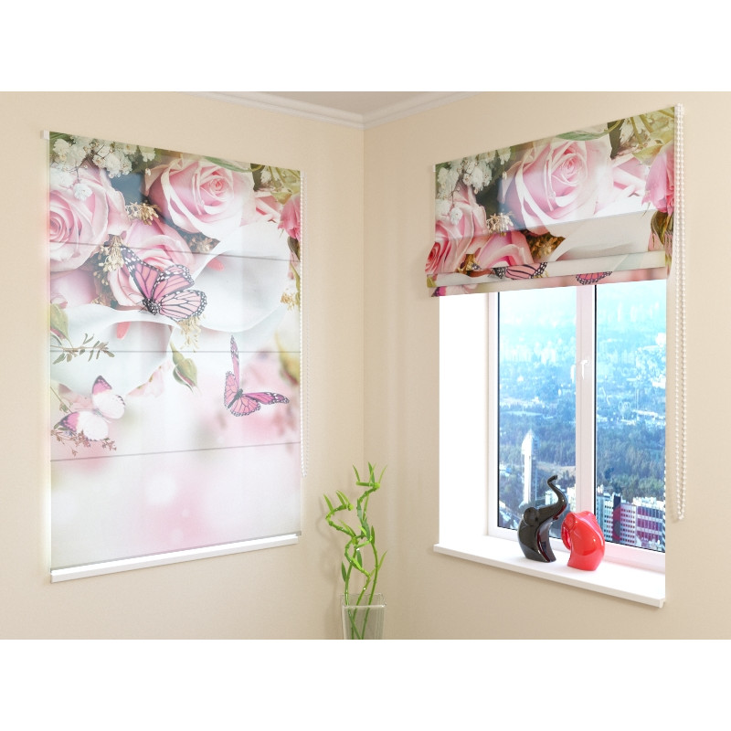 68,00 € Persiana romana - con mariposas y rosas - ARREDALACASA