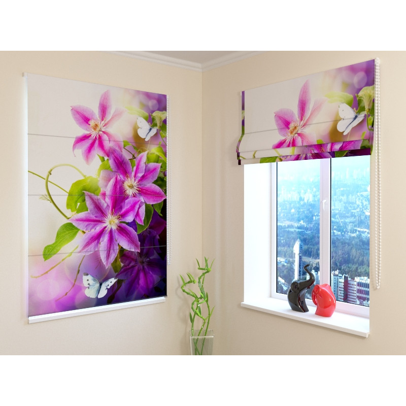 92,99 € Roman blind - with butterflies and flowers - FIREPROOF