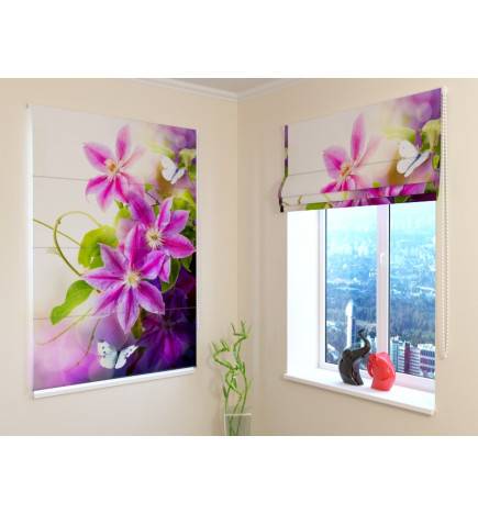 Roman blind - with butterflies and flowers - FIREPROOF