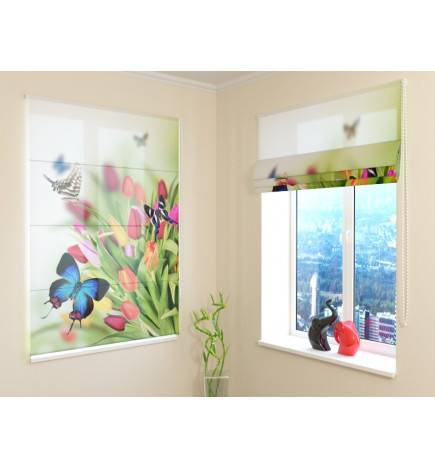 Roman blind - butterflies and tulips - ARREDALACASA
