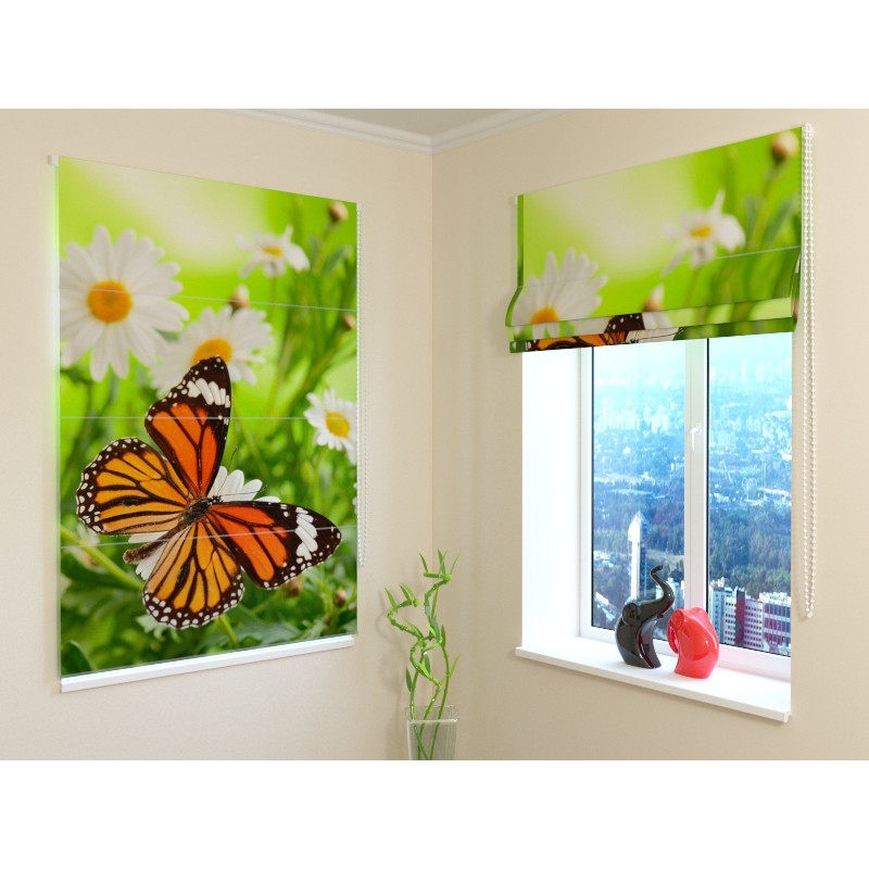 68,50 € Persiana romana - mariposas y manzanilla - OSCURANTE