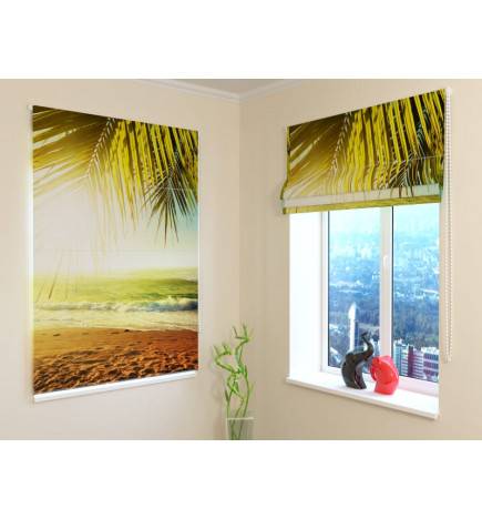 Roman blind - with palm tree and sea - FIREPROOF