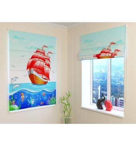 68,50 € Roman blind - with a sailing ship among the fish - BLACKOUT