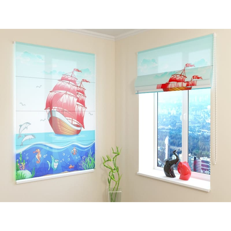 68,00 € Roman blind - with a sailing ship among the fish