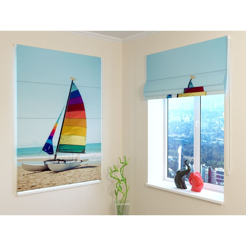 92,99 € Roman blind - with boat on the beach - FIREPROOF