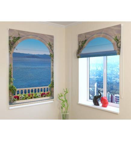 Roman blind - with a balcony overlooking the sea - BLACKOUT