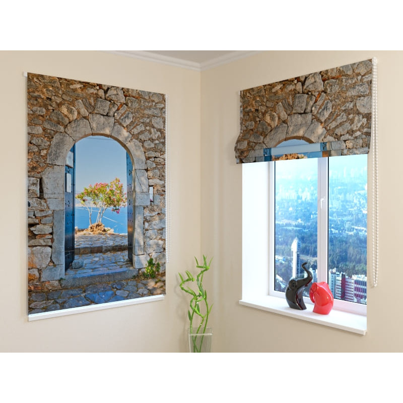 92,99 € Raffrollo – Steintür zum Meer – FEUERFEST