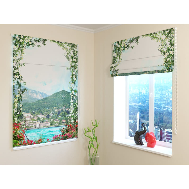 92,99 € Roman blind - the window with flowers on the sea - FIREPROOF