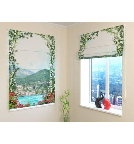 92,99 € Roman blind - the window with flowers on the sea - FIREPROOF
