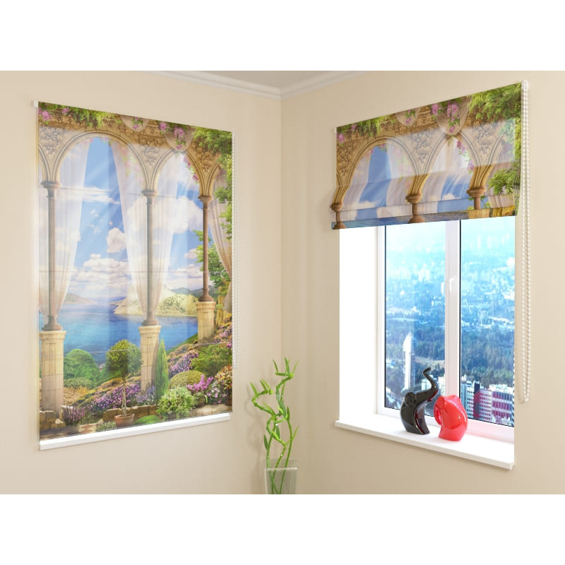 68,00 € Vouwgordijn - met bogen met uitzicht op de zee - ARREDALACASA