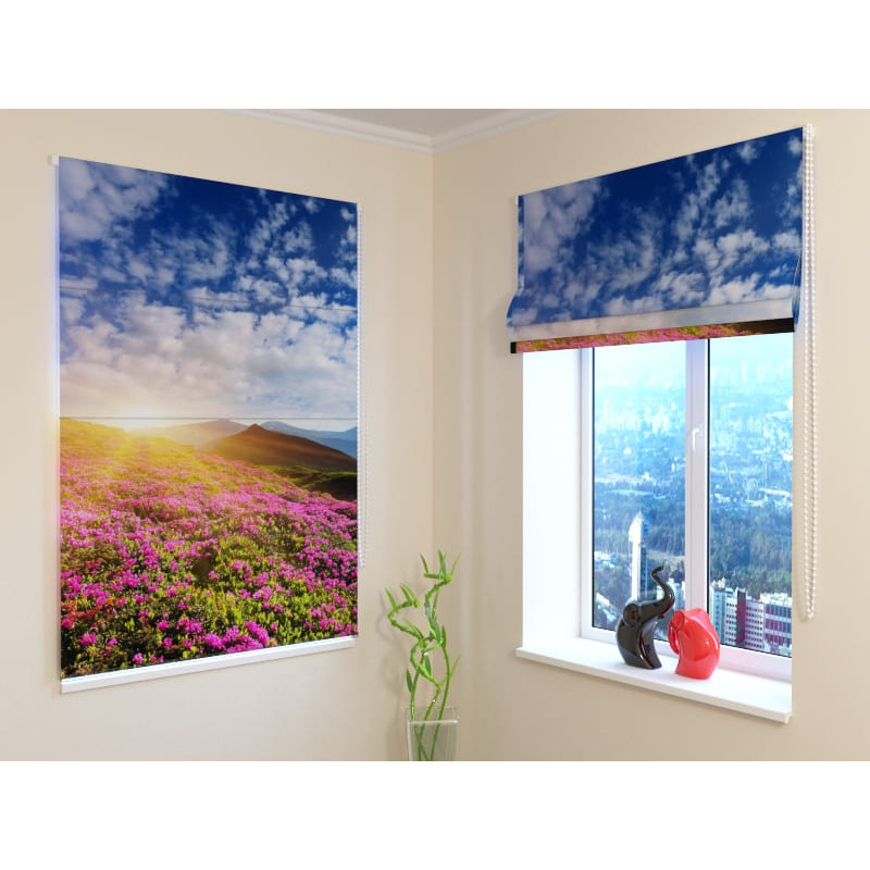 92,99 € Vouwgordijn - met bergbloemen - BRANDWEREND