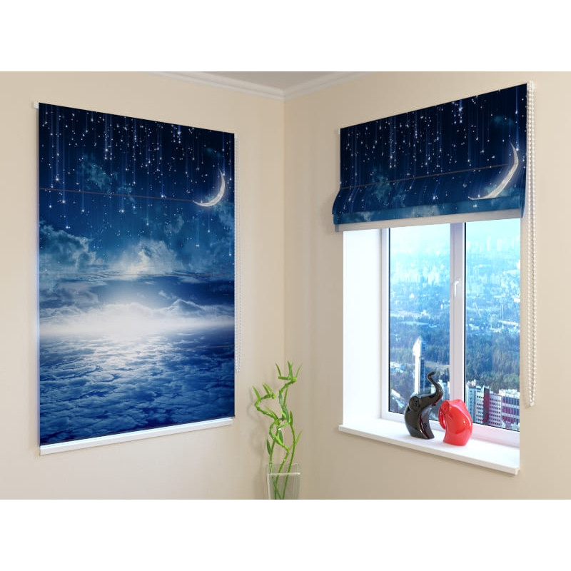 92,99 € Jaluză romană - cu marea și luna - Ignifugă