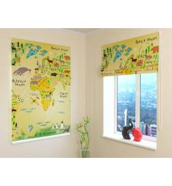 Roman blind - with animal map - FIREPROOF