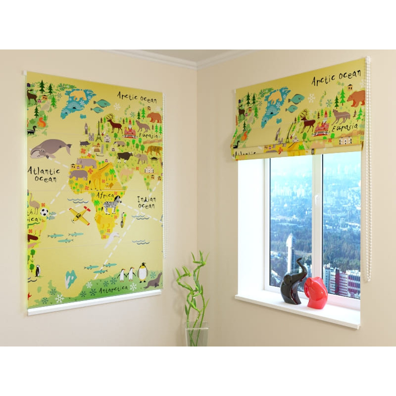 92,99 € Roman blind - with animal map - FIREPROOF