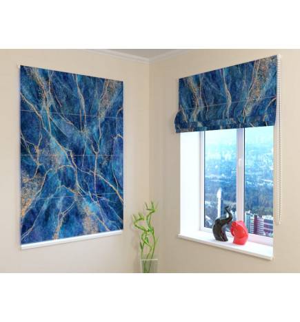 Roman blind - with blue marble - FIREPROOF