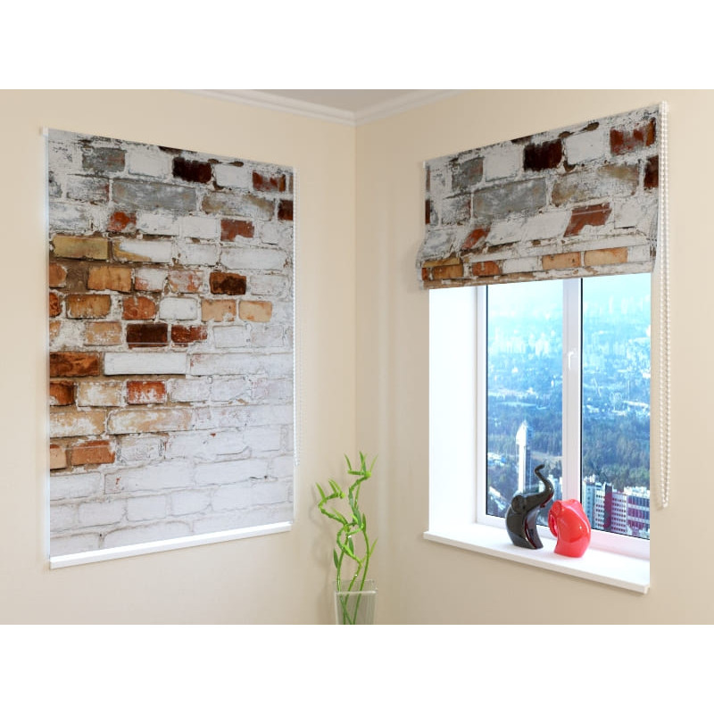 92,99 € Vouwgordijn - met een oude muur - BRANDWEREND