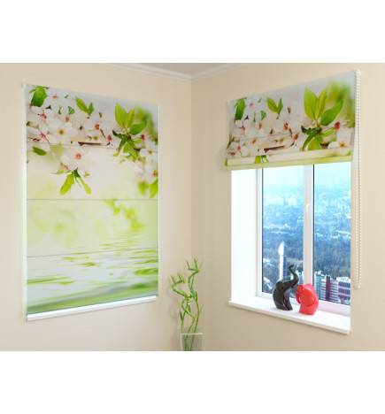Roman blind - with lake and flowers - FIREPROOF