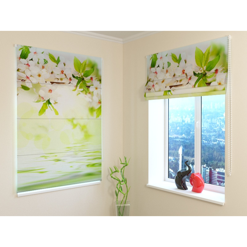 68,50 € Raffrollo – mit See und Blumen – VERDUNKELUNG
