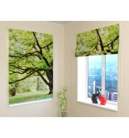 Roman blind - with a green tree - BLACKOUT